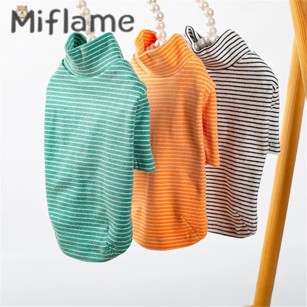 

Miflame Turtleneck Dogs Sweater Striped Printed Pet Cat Shirt Pullover Chihuahua Schnauzer Cute Small Dogs Clothes Puppy Hoodies