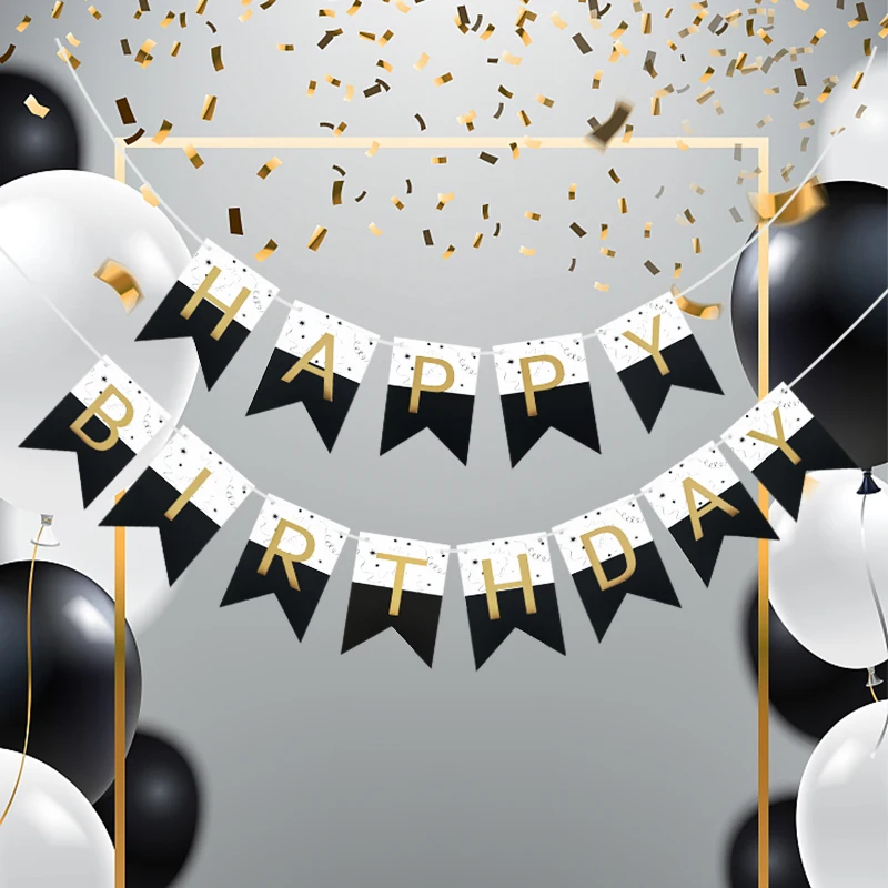 С днем рождения баннер для вечеринки в честь Дня украшение Баннер золотые буквы
