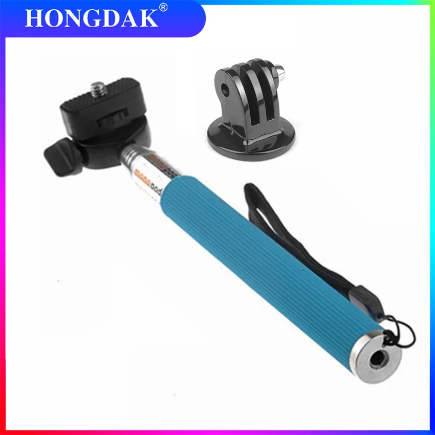 

Ручная Выдвижная селфи-палка монопод + адаптер крепления для Gopro Hero 9 8 7 6 5 4 3 SJCAM XiaoYi EKEN H9R Спортивная Экшн-камера