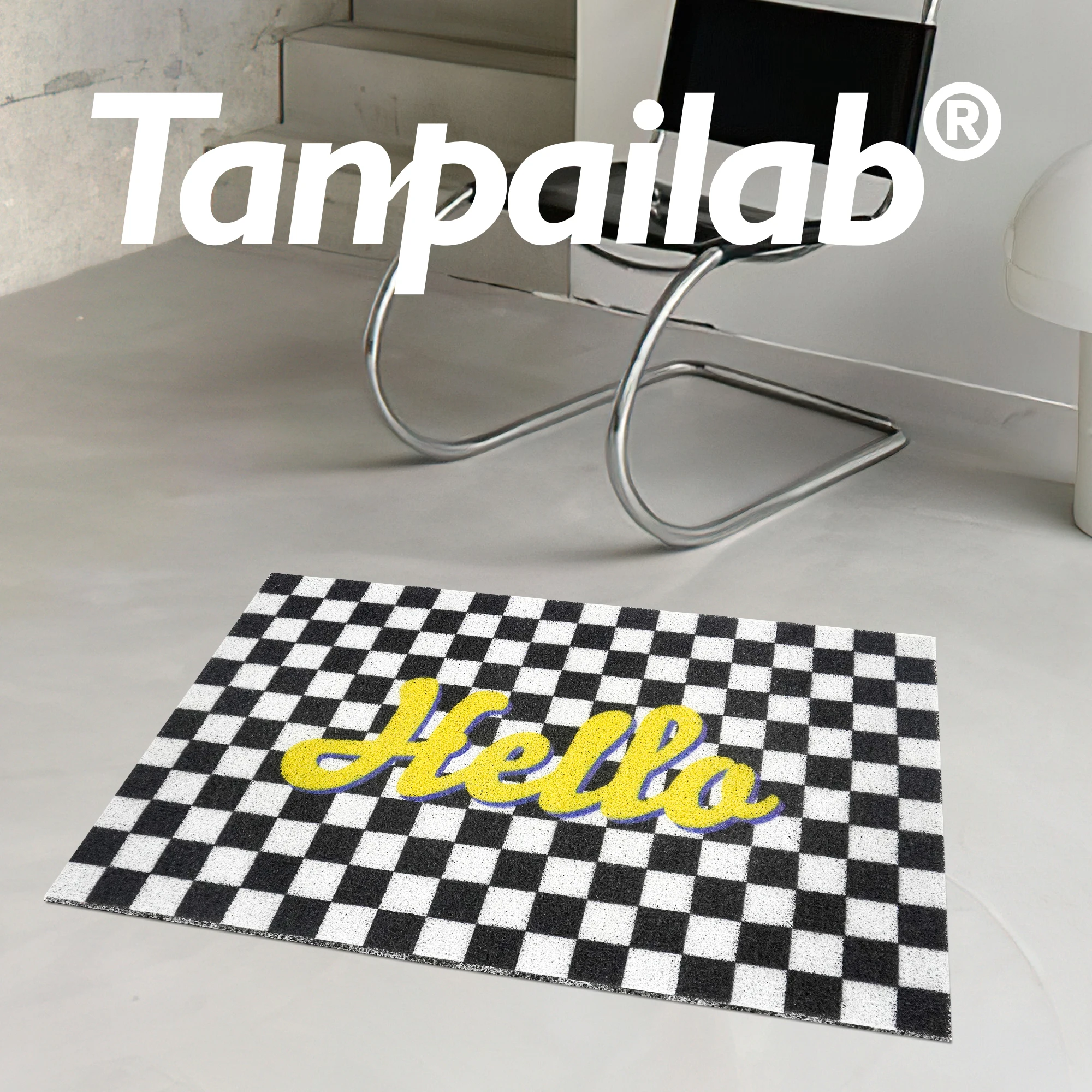 

Door Mat Checkerboard Custom PVC Silk Loop Dust-proof Printed Carpet Hallway Pads Shoes Scraper for Livingroom Area Rug Decorate