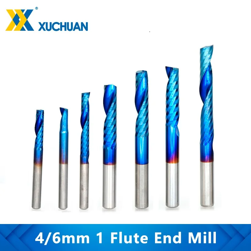 

Фреза Концевая с одной канавкой, 4/6 мм, с нано-синим покрытием, 1 шт.