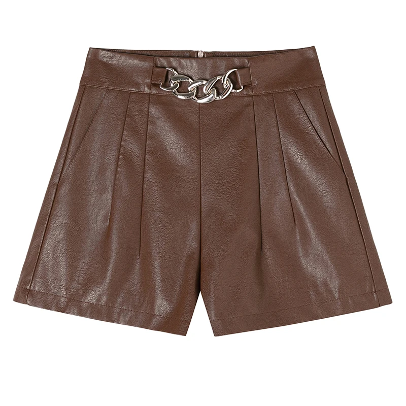 

New PU Leather Wide-legged Shorts Women PU Shorts Girls A-line Faux Leather Fashion Boots Shorts Bottoms Black Outfit