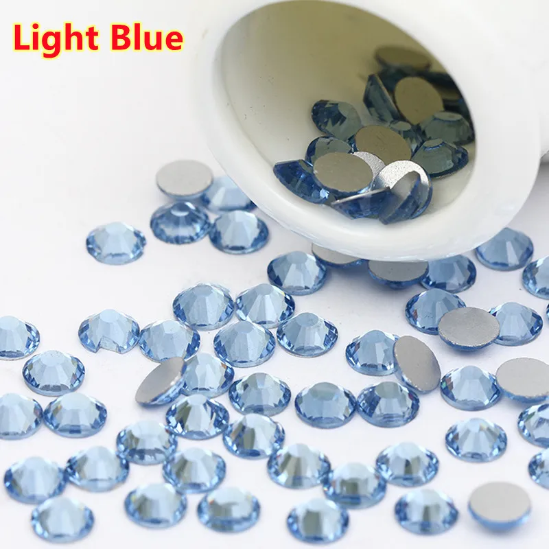 

Free Shipping (have tracking news) 1.2mm-7.4mm Light Blue Rhinestone ss20 Non Hotfix Nail Strass Crystal Nail Charms Decorations