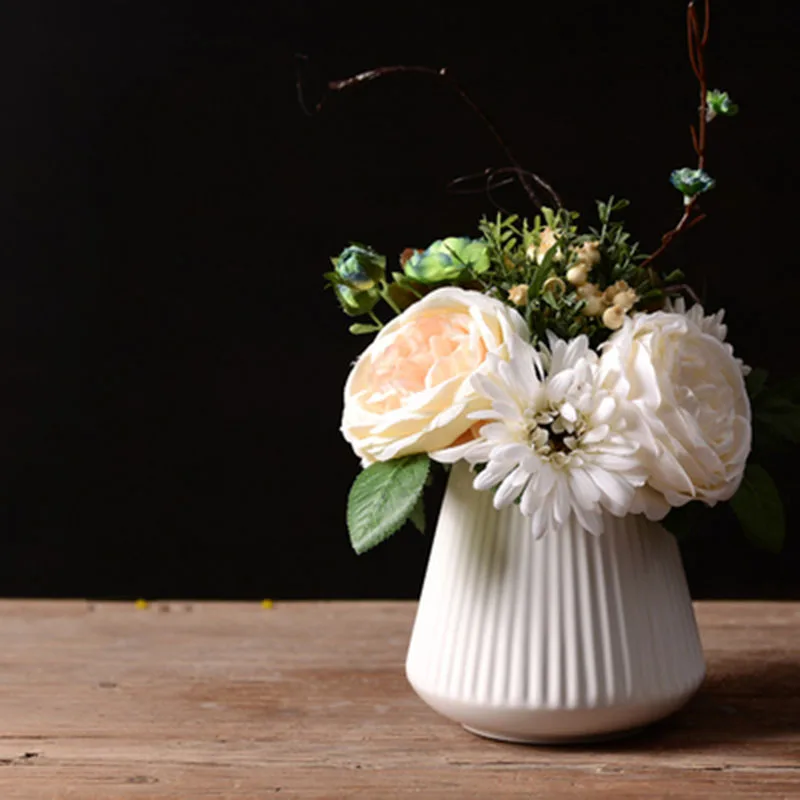 Ваза белая синяя керамическая ваза простые современные сушеные цветы вазы