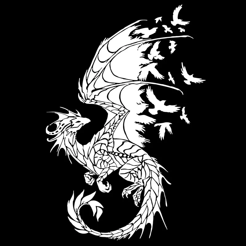 

11.7cmX17.2cm Dragon Birds Creative Car Sticker Motorcycle Decal Black/Silver