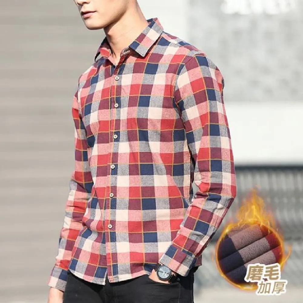 

Осенне-зимняя шерстяная рубашка, новая утепленная теплая рубашка, повседневная Модная хлопковая Мужская винтажная теплая рубашка в клетку ...