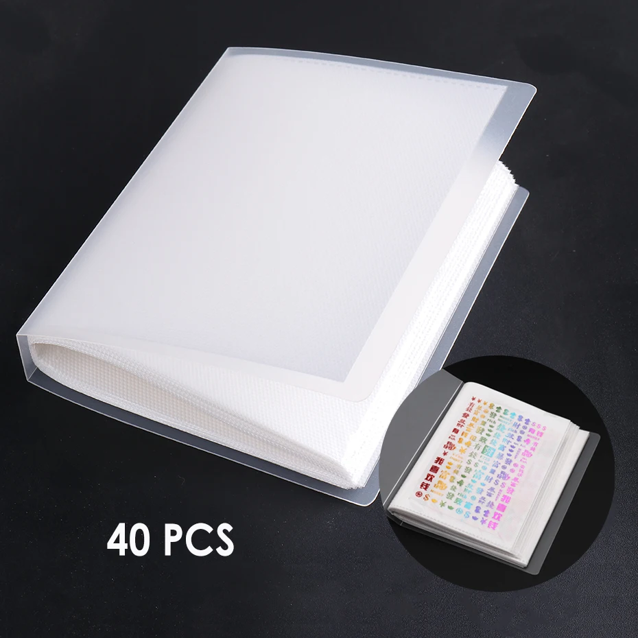 40 слотов наклейки для ногтей книга хранения прозрачные полки коробка сбора