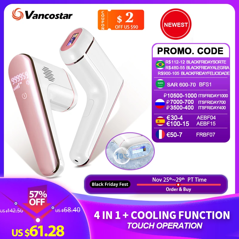 

Vancostar 4in1 Laser Epilator for Women Cool IPL Hair Removal Acne Removal Home Use Devices Photoepilator Dropshipping
