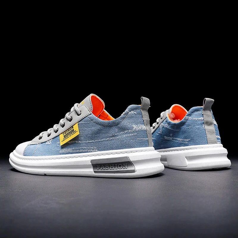 Кеды мужские из денима вулканизированной подошва дышащие повседневная