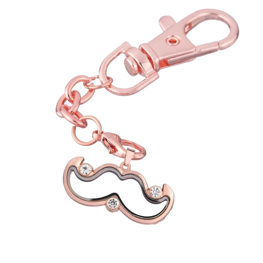 10pcs/lot Moustache Open crystal locket Key Ring Memory Living Magnet Glass Keychains Locket Jewelry Accessories | Украшения и