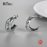 sterling silver 925 oxidized earrings green zircon large earrings for women luxury generous stylish ear jewelry gift