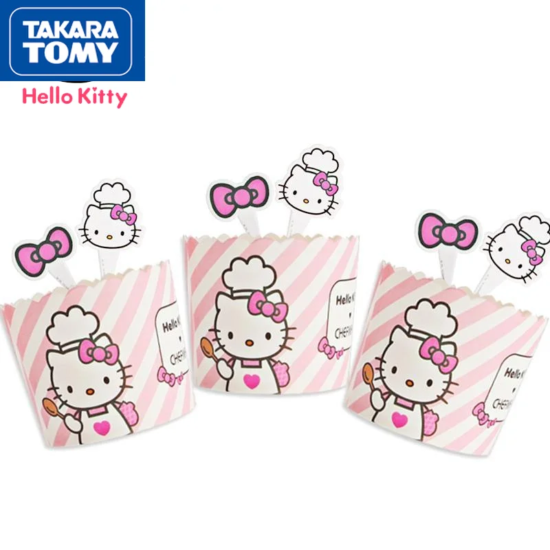 

TAKARA TOMY Cute Cartoon Hello Kitty Printing Household Cake Bread Cup 25 Send Card Baking Mold