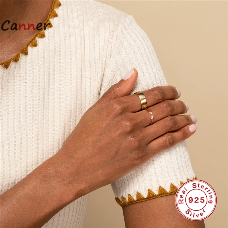 

Canner Women Ring S925 Sterling Silver Rings Simple Design Zircon Crystal For Engagement Party Gifts Fine Jewelry anillo plata