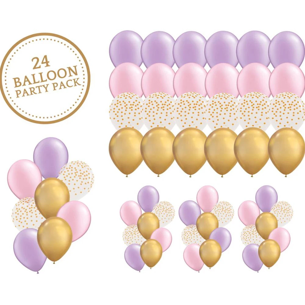 24 шт. розовые фиолетовые золотые латексные воздушные шары прозрачные с золотым