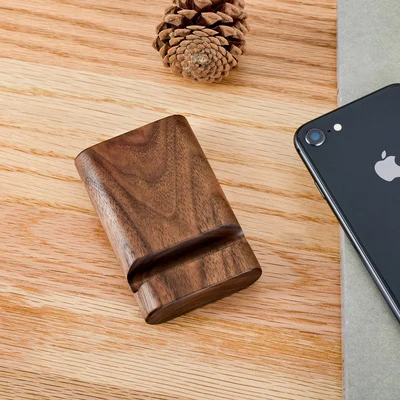 Подставка для мобильного телефона из массива дерева и черного ореха - Цвет: Black walnut