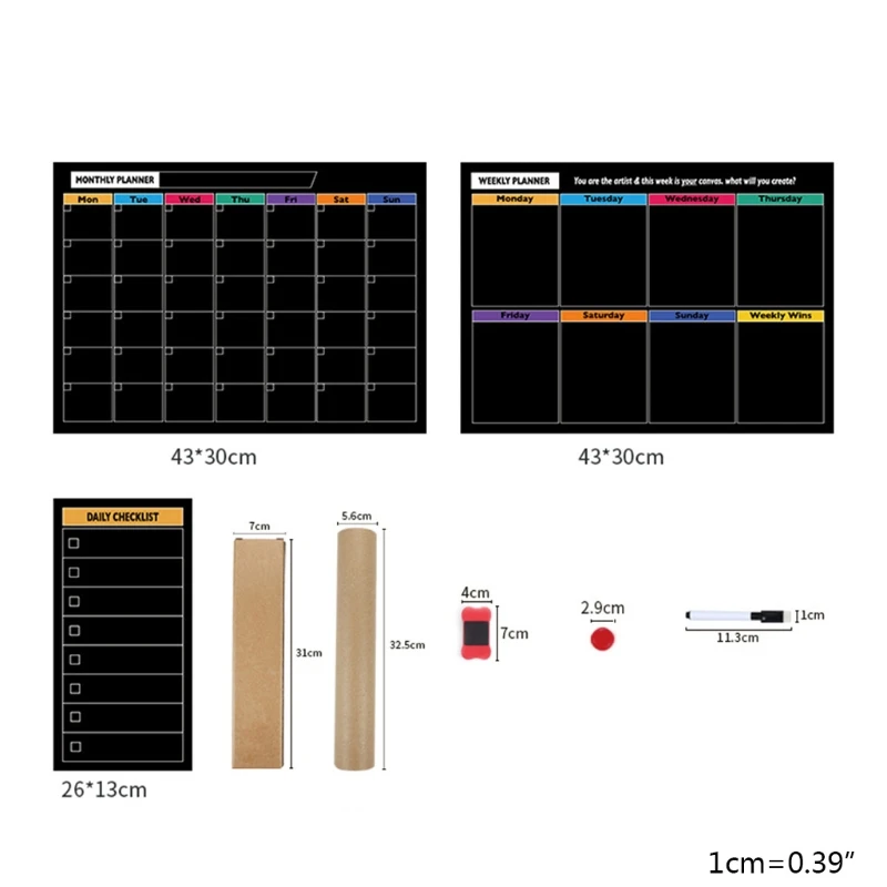 

Premium Magnetic Blackboard for Refrigerator Fridge Chalkboard Black Stain Free Markers To-do Lists Board Weekly Planner