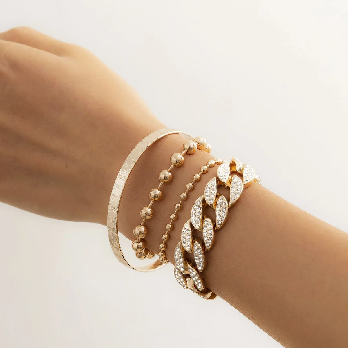 

Многослойный роскошный кубинский толстый браслет с кристаллами, Женский винтажный браслет золотого цвета, женские модные ювелирные изделия в подарок