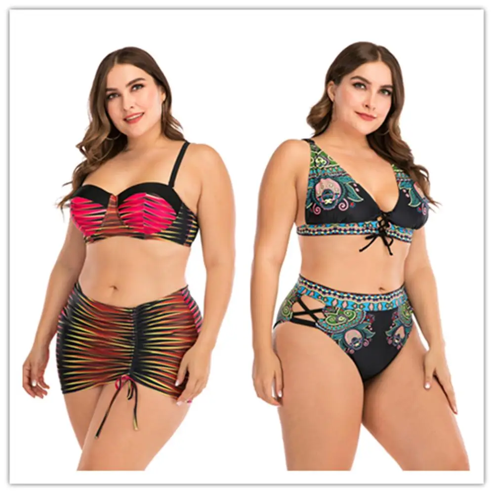 Женский купальник размера плюс из двух частей 2020 сексуальное бикини L 4XL большая