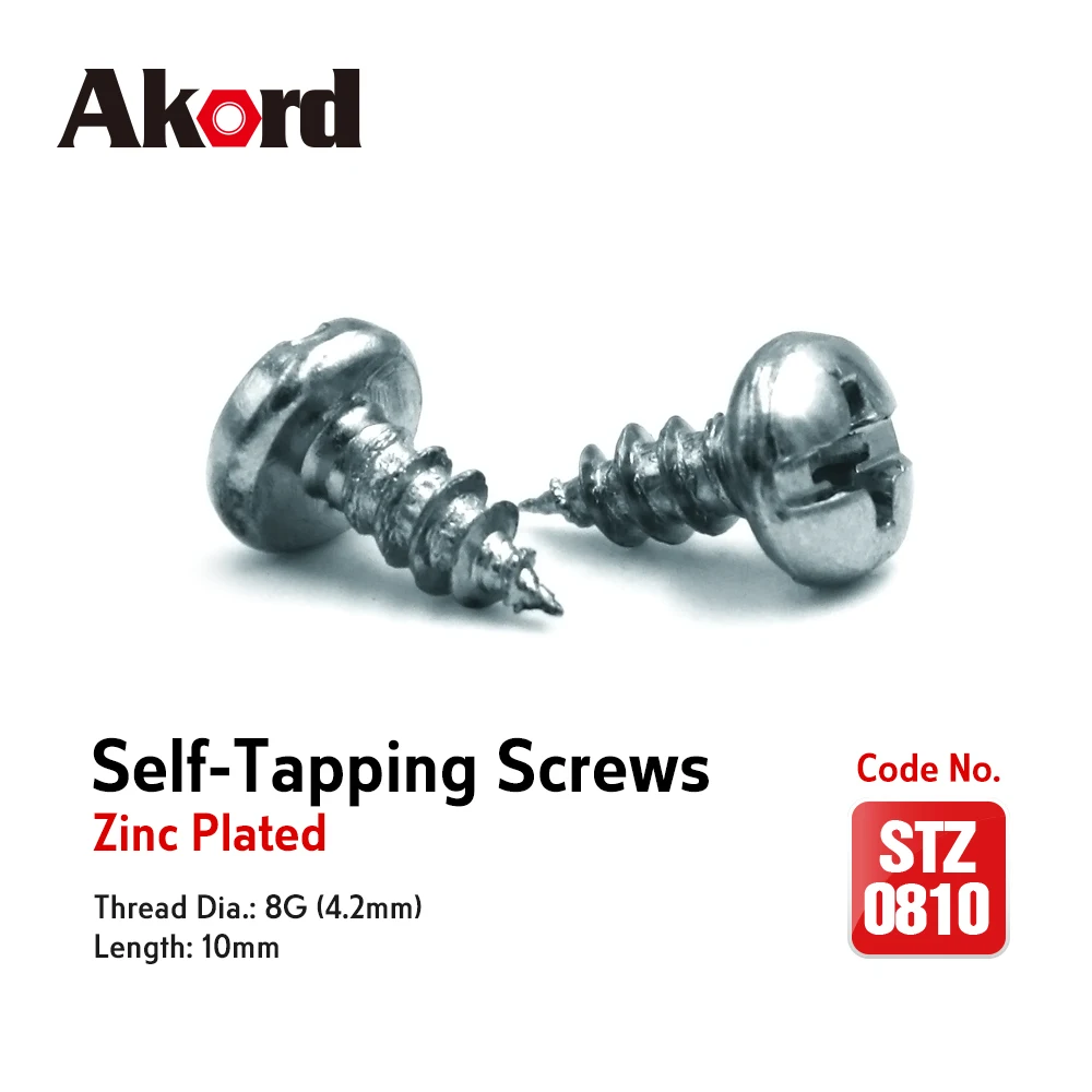 Самонарезающие винты ACCORD 100 шт. 8 г 4 2 х10 мм оцинкованные с контейнером для