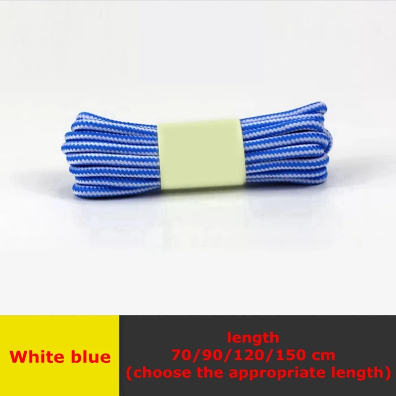 White blue 1 пара обуви martin круглые шнурки для ботинок полосатые двухцветные модные шнурки для прогулок и отдыха спортивная обувь с кружевом 18 цветов - Цвет: White blue