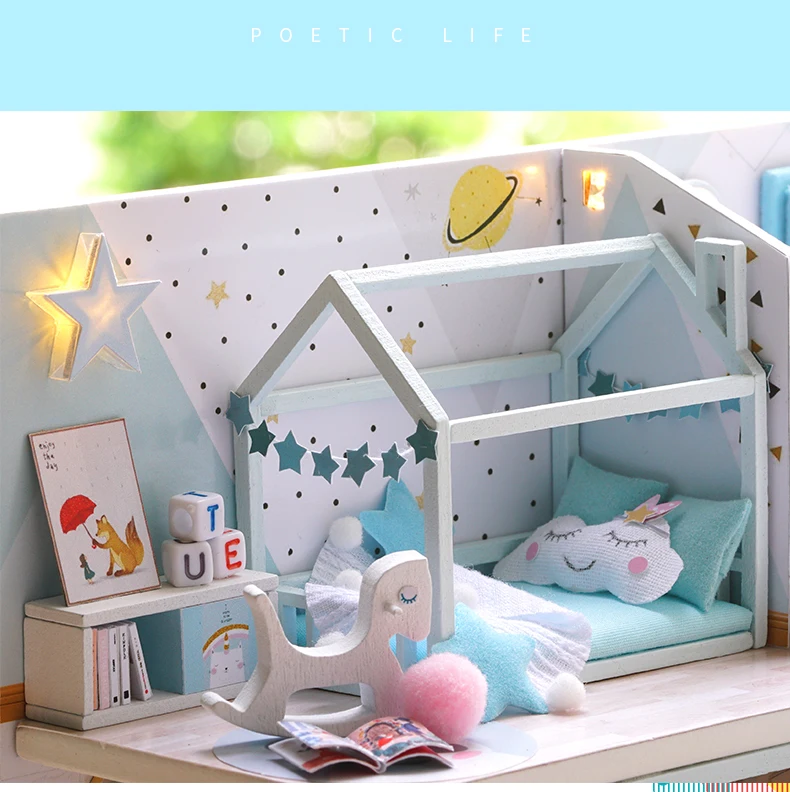 CUTEBEE DIY кукольный домик деревянные кукольные домики Миниатюрный Кукольный дом набор мебели Каса музыка светодиодные игрушки для детей подарок на день рождения M21