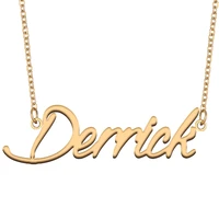 derrick name necklace for women stainless steel jewelry 18k gold plated nameplate pendant femme mother girlfriend gift
