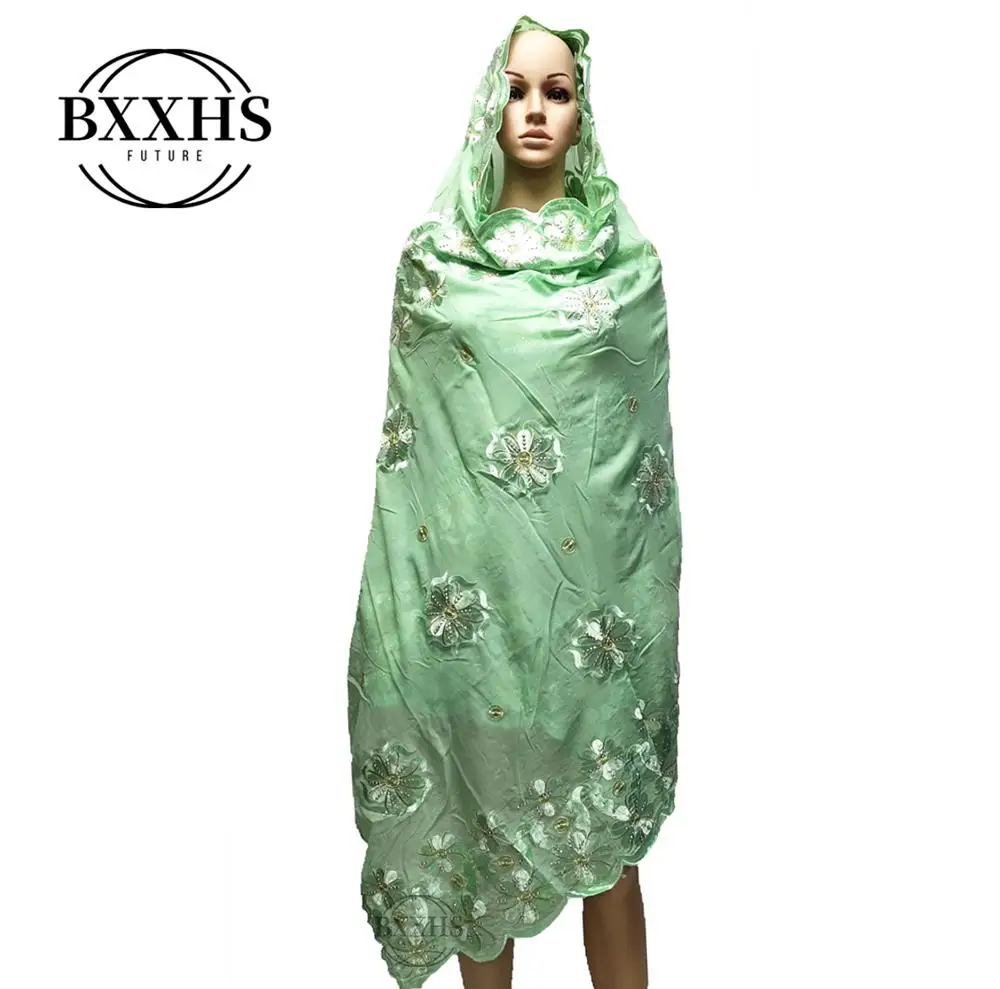 Африканская Женская шаль мусульманская вышивка хлопок шарф хиджаб