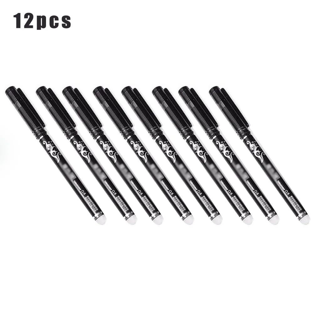 

2+10Pcs/Set Gel Pen 0.5mm Erasable Black Ink School Stationery Office Writing 12*Erasable Gel Pen For Gift