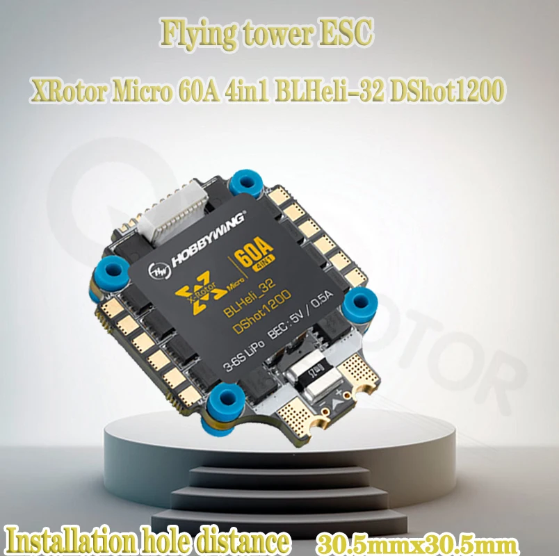 Hobbywing XRotor Micro 40A 60A 4 в 1 BLHeli-32 DShot1200 3-6S ESC для FPV гоночного дрона квадрокоптера |