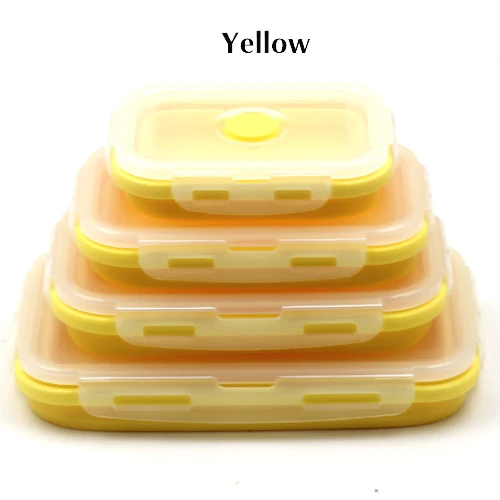 

4 pcs Silicone Lunch Box Portable Bowl Colorful Folding Food Container Lunchbox 350/500/800/1200ml Eco-Friendly