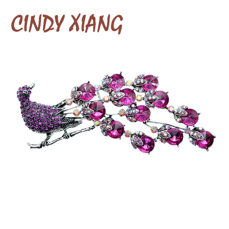 CINDY XIANG стразы большие броши в форме павлина для женщин винтажная мода животный
