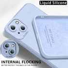 Оригинальный чехол из жидкого силикона для iPhone 12 13 11 Pro Max Mini X XR XS Max 7 8 Plus SE 2 противоударный внутренний флокирующий мягкий чехол