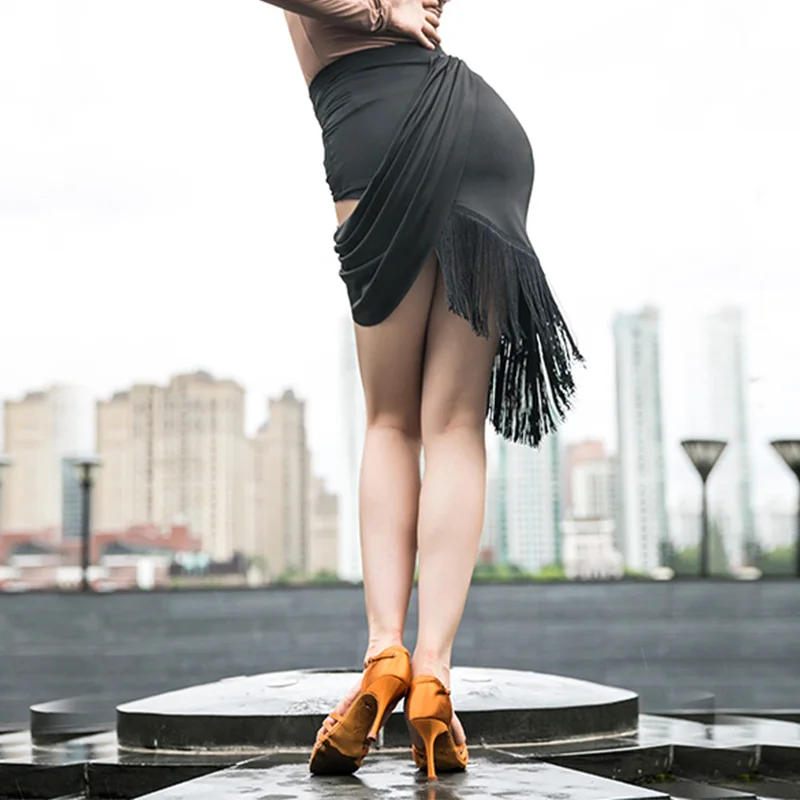 Сексуальная юбка для латинских танцев Женская танго сальсы ча бальных с бахромой
