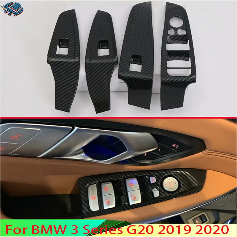

Для BMW 3 серии G20 2019 2020 карбоновое волокно стиль двери окна подлокотник Крышка переключатель панель отделка молдингом