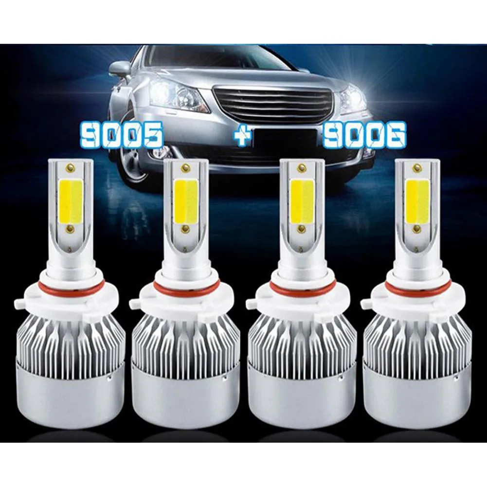 

4pcs LED Lights 2 *9006+2 *9005 LED Headlight 4200W 630000LM Hi-Lo Beam Combo Kit 6000K HID Lamp C6 IP67 Car LED Lights