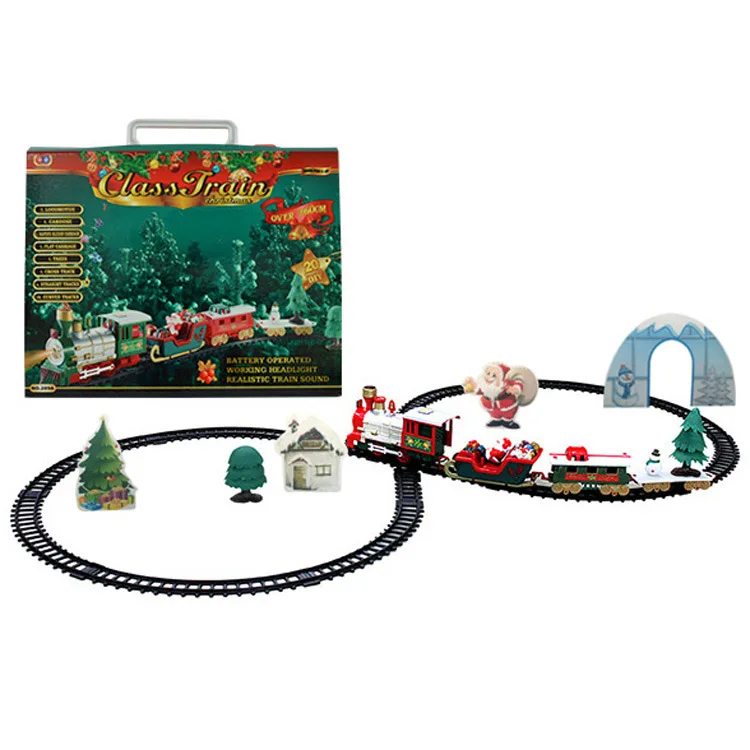 

Sound Classic Steam Train Toys DIY Stitching Educational Toys Christmas Birt Electric Train Toys Long rail Track Set With Light