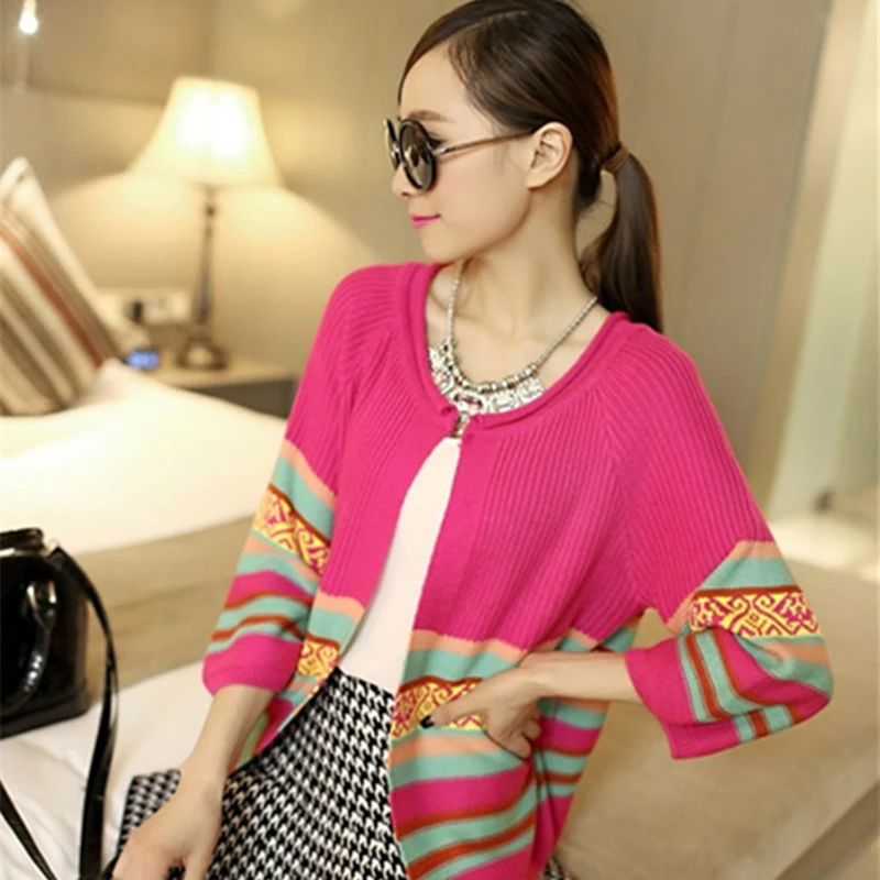 

2020 couture clip color fashion han edition minutes of sleeve coat loose knit air conditioning unlined upper garment