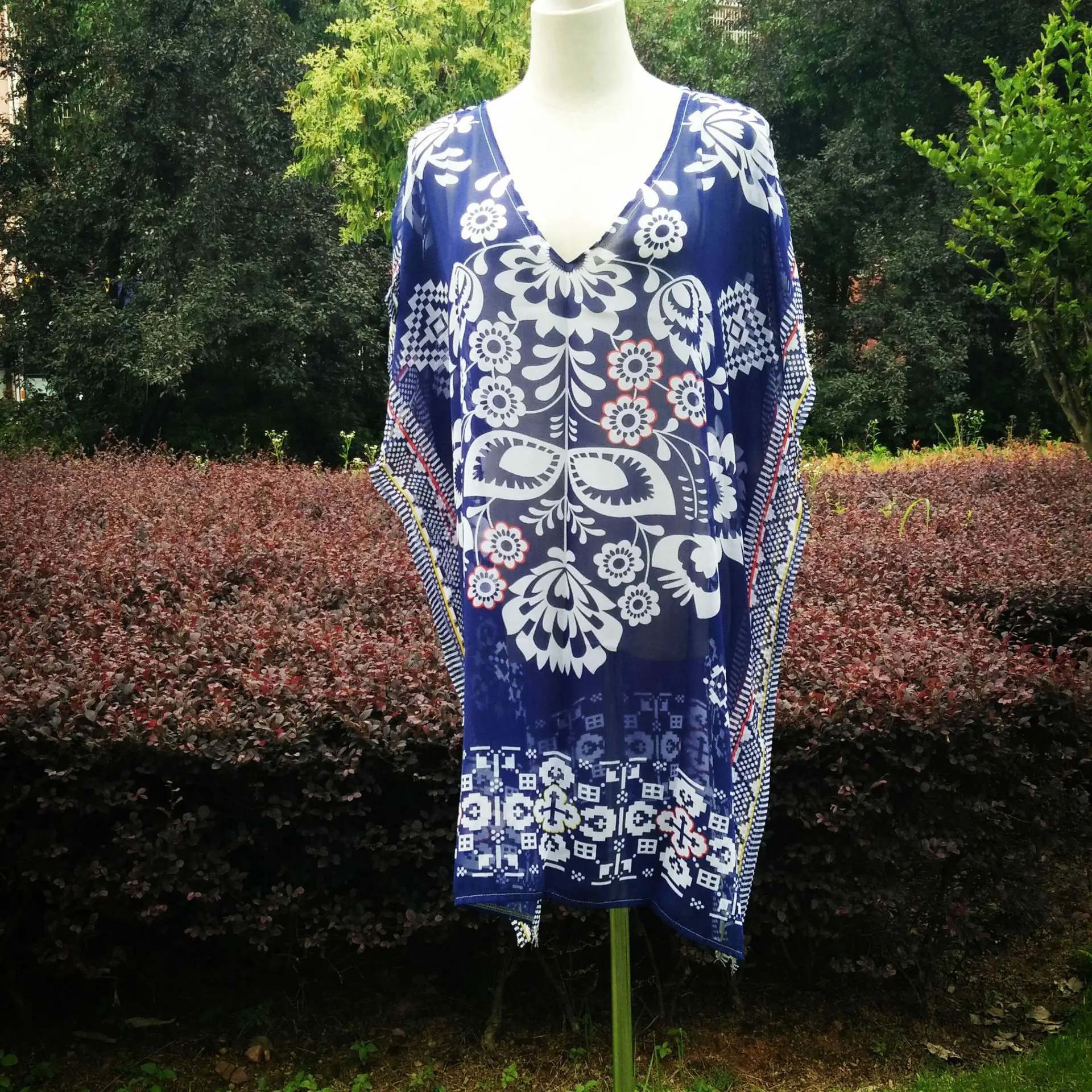 Женское винтажное пляжное бикини с v-образным вырезом накидка рукавом летучая