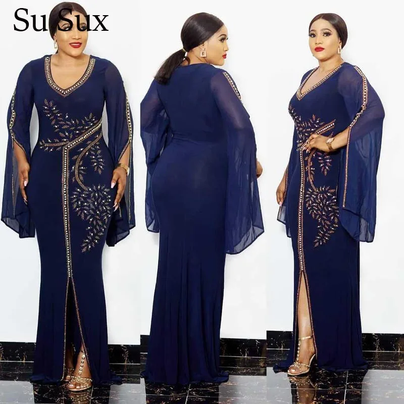 Длинное платье с расклешенными рукавами Одежда в африканском стиле Платье для