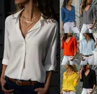 Новинка 2021, женская Свободная рубашка с длинным рукавом, отложным воротником и пуговицами, элегантная Шикарная туника, блузка, рубашка 1102