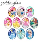 Disney принцессы Белль Эльзы 10 шт, смешанные цвета, 13x1 8 мм18x2 5 мм30x40 мм Овальный фото кабошоны разрисованные изделия из стекла с плоской задней частью браслетов украшения своими руками