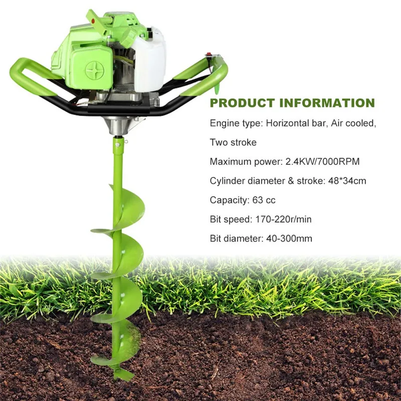 Садовый инвентарь 63cc 2.4kw бензиновый пост отверстие экскаватор земли земельный