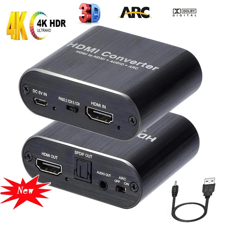 

Compatible with HDMI 2.0 audio extractor 5.1 ARC HDMI audio extractor splitter HDMI to audio extractor optical TOSLINK SPDIF