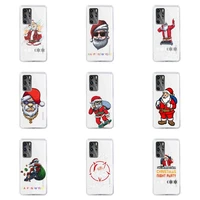merry christmas custom santa gifts phone case for huawei p40 p30 p20 mate honor 10i 30 20 i 10 40 8x 9x pro lite transparent
