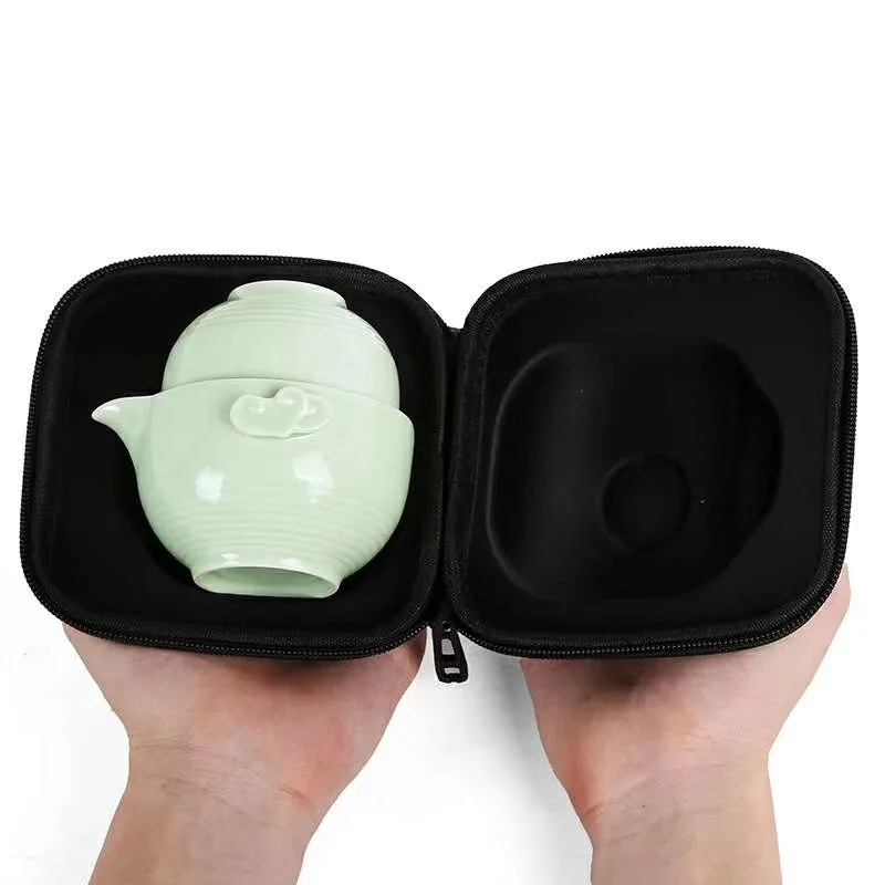 

Japanese gaiwan tea travel set tea passenger cup set Portable cup Travel tea set Household outdoor carrying case Ceramic cup