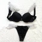 Блестящие бюстгальтеры пуш-ап, удобное дышащее нижнее белье, комплект из двух предметов, женский кружевной бюстгальтер с надписью стразы, брендовый дизайн, сексуальное нижнее белье