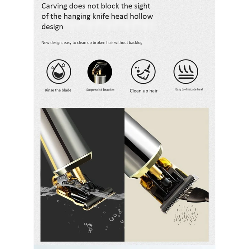 

Electric Professional Cordless Outliner Hair Trimmer,Baldheaded Hair Clipper T-Blade Hair Clipper