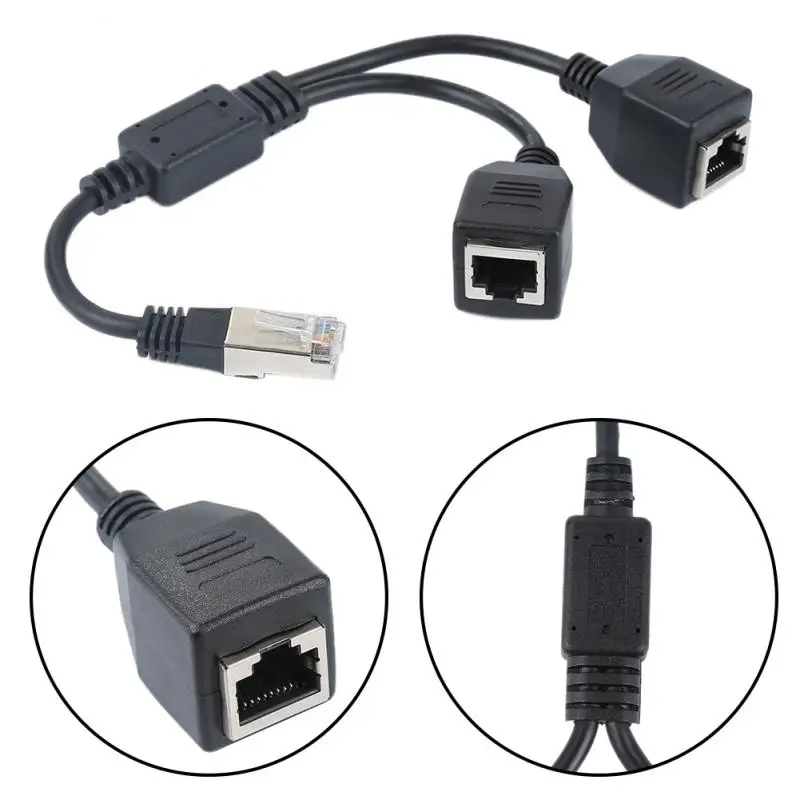 RJ45 Мужской до 2 Женский адаптер конвертер Gigabit Ethernet LAN Сетевой разъем