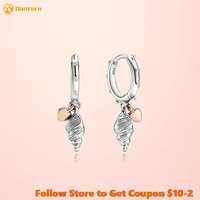danturn new 925 sterling silver heart conch shell earrings for women earings original trendy jewelry making