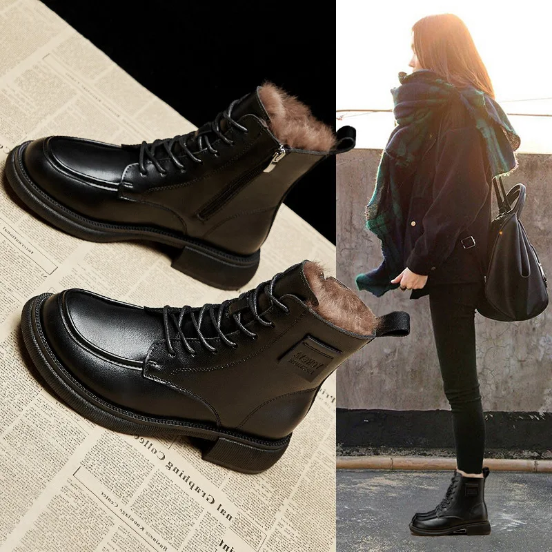 

Plus velvet Martin boots women 2021 winter new warm short boots British student leisure motorcycle boots 901-8